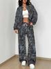 Simple Popular Autumn and Winter New European and American Women's Clothing Yellow-green Camouflage Printing Suit Women