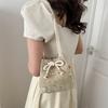 Trendy Woven Shoulder Crossbody Bag For Women Soft Medium Sized Bucket Style