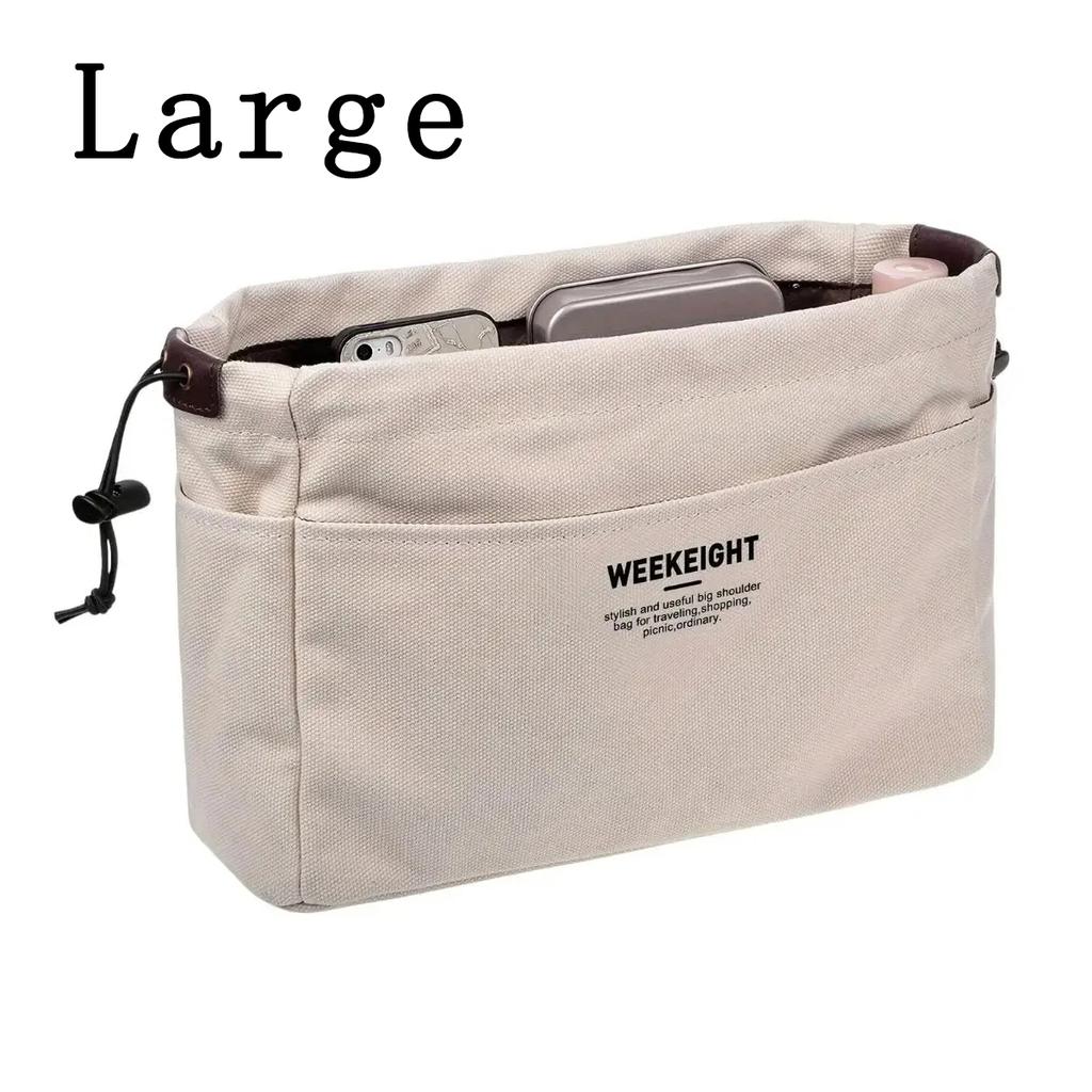 1/2pcs Small And Large Storage Organizers With Cord, Bag With Multi-Pocket Lining, Lightweight Portable Travel Storage Bag,