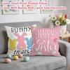 Easter Short Plush Printed Pillow Cover With Bunny And Carrot Sofa Decoration