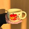 Apple Water Cup Cute Ceramic Cup Mug with Lid Spoon New Year's Birthday Gift for Girls
