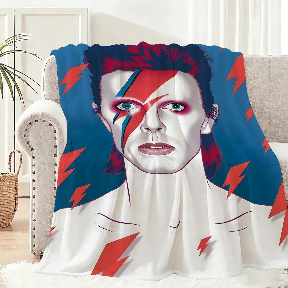 Musician David Bowie Throw Lightweight 240g Flannel Blanket Soft Skin-friendly for Summer Cooling 75x90cm