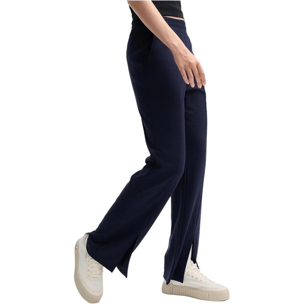 Fila Einfarbige Bequeme Ausgestellte High-Waist Freizeithosen Damen Unterteile Dunkelblau F11W439604F-DB
