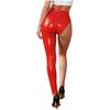Women Patent Leather Single-leg Pants Back Zip Leggings for Stage Performance Rave Party Music Festival Nightclub