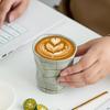 Japanese Handmade Rough Pottery Mugs Retro Plaid Fold Ceramics Coffee Cups Household Restaurant Milk Juice Cereal Breakfast Cups