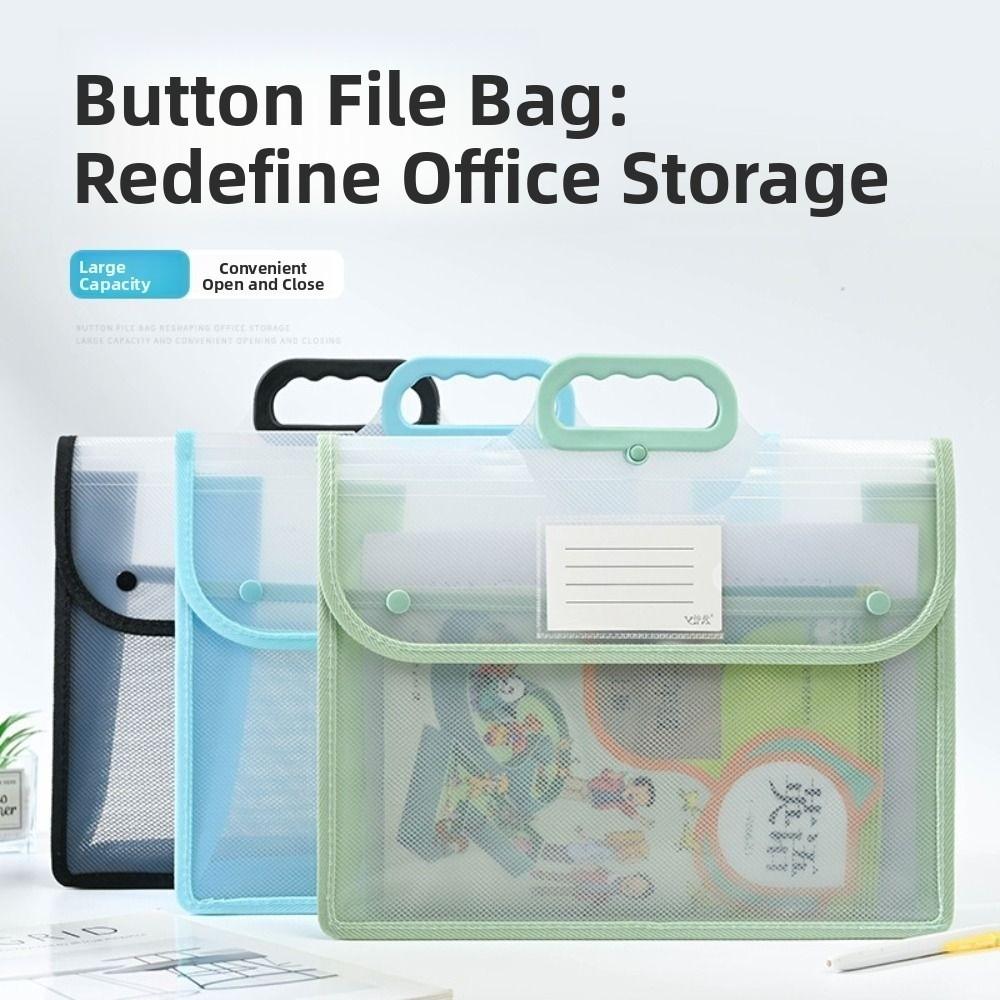 Visible Kids Document Bag Button Function Student Tote Bag Test Paper Storage Bag Travel