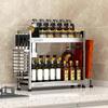 304 Stainless Steel Multi-functional Kitchen Storage Rack with Chopstick Holder and Seasoning Jars
