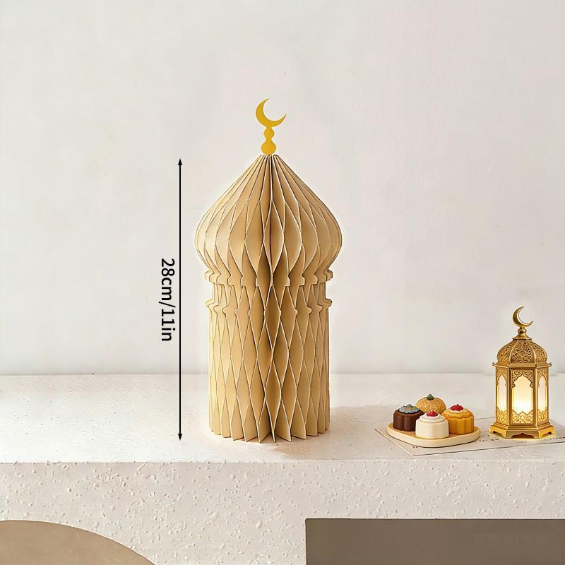 1/3/5Pcs 3D Honeycomb Ornaments For Ramadan Home Desktop Decor Eid Al Fitr Paper Arteid Mubarak Islamic Party Decor
