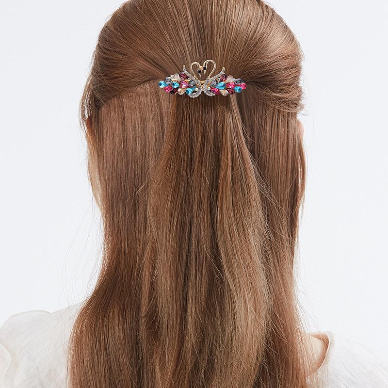 Half-Tie Hairpin, Ponytail Clip, Hair Accessories, Top Clip, Spring Clip, Rhinestone Crystal Glass, Swan Hairpin Temperament, Adult Headgear.