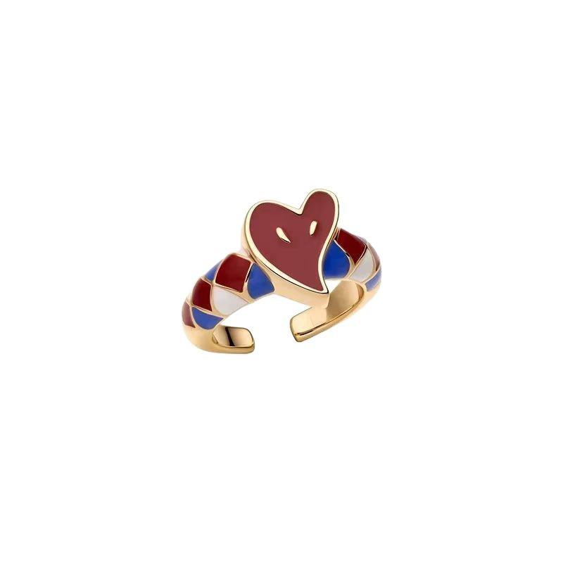 Exquisite Heart Enamel Adjustable Ring: Stylish, Versatile, and Creative for Women
