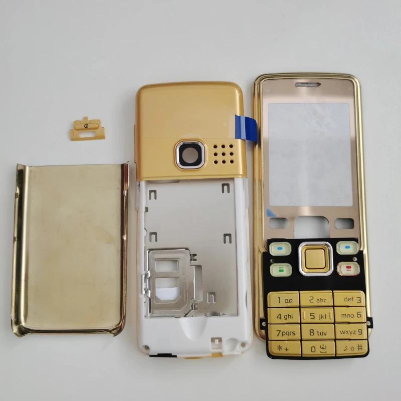 Для Nokia 6300 Полный Комплект Корпус Мобильного Телефона Рамка Задняя Крышка Аккумулятора Английская Клавиатура золотистый