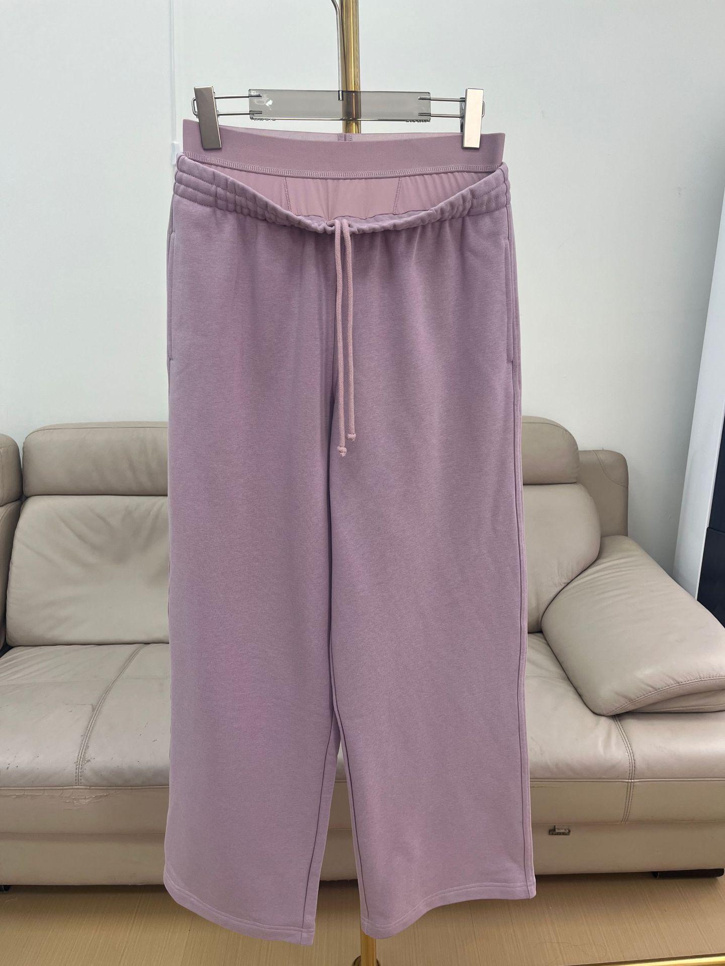 

Skims-Style Double Waist Wide-Leg Sweatpants: Elastic, Drawstring, Casual Loose Fit for Women Extra Small рожевий