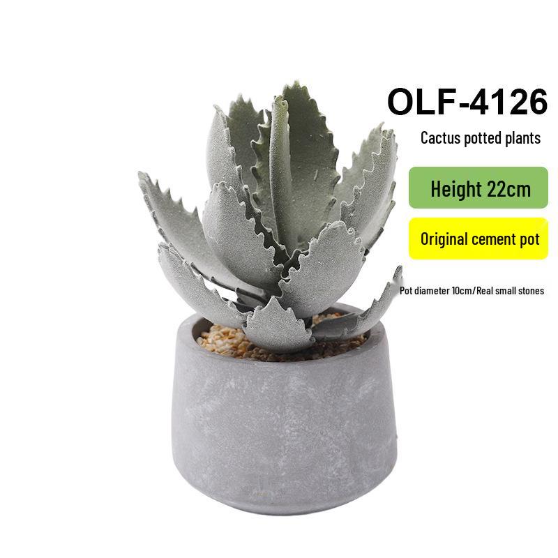 Retro Cement Cactus Bonsai - Small Faux Potted Plant for Office Decoration