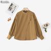 ZANZEA Women Casual Round Neck Loose Long Sleeve Solid Blouse