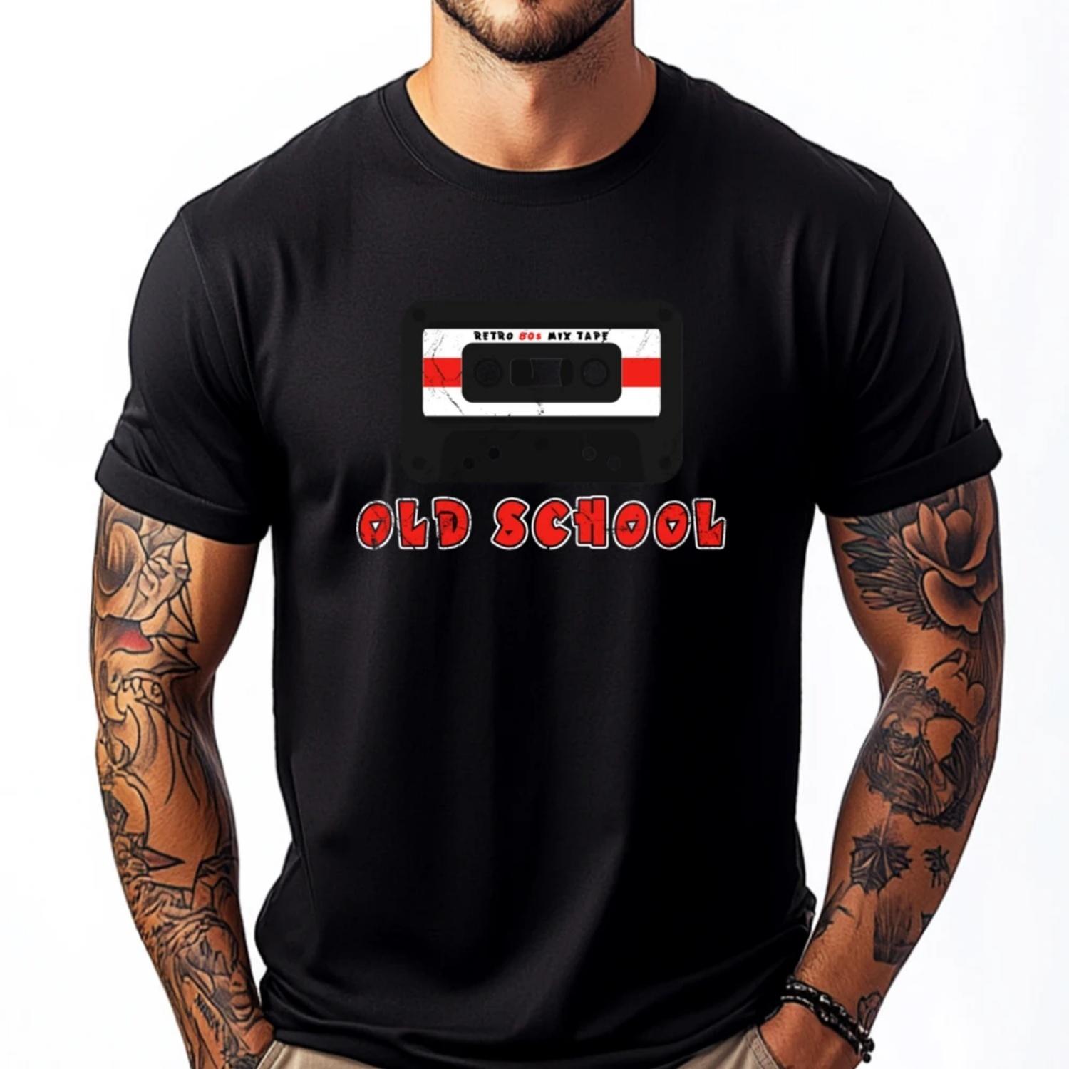 

Old School Mixtape 80s Music Cassette 3d Printed T Shirts Oversized T Shirt Graphic Cotton Streetwear Short Sleeve S чёрный