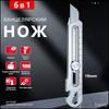Knife stationery construction, multifunctional 6 in 1 Stainless steel Material, blade 18 mm