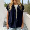 Women's Casual Sleeve Button-Up Loose Fit Jacket with Pockets for Everyday Wear