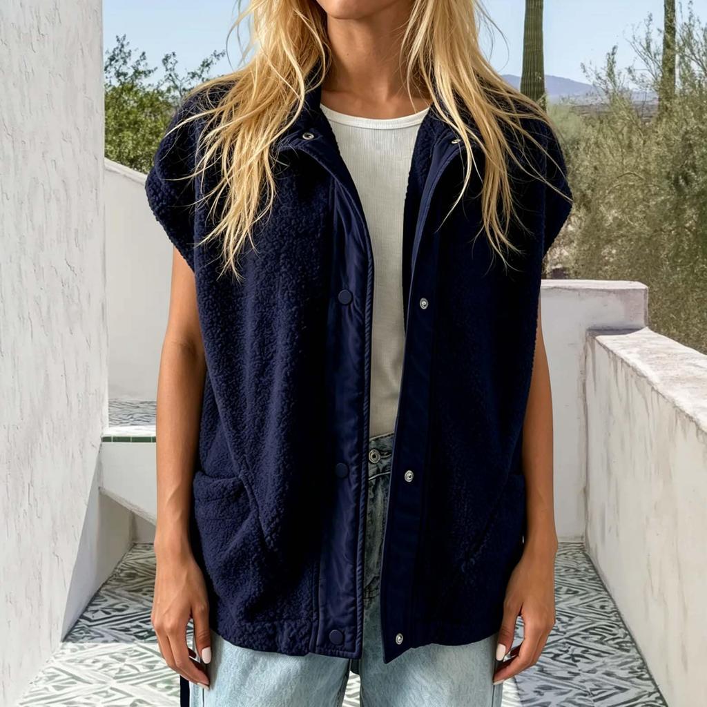 Women's Casual Sleeve Button-Up Loose Fit Jacket with Pockets for Everyday Wear