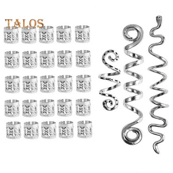 

6/28 шт./компл. аксессуары для волос набор женщин сплав косы бусины клипсы простые в использовании аксессуары для волос пиратский косплей волосы инструменты для плетения серебряный