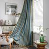 American Bohemian Style Red Gilding Stripe Cotton Linen Printing Semi Transparent Living Room Blackout Home Window Curtain