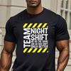 Herren Nachtschicht Grafik T-Shirt Oversized Lockere Passform Mit Warnband-Design Nachtschicht Slogan T Rundhals Lässiges Oberteil