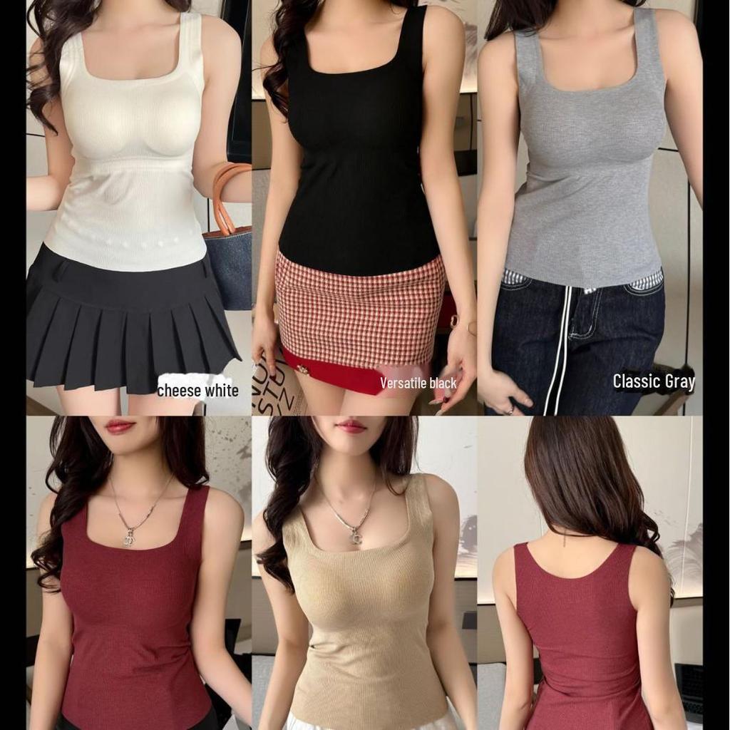 2025 Women's Skin-Friendly Camisole Vest with Chest Pads: Seamless Tube Top & Versatile Bottoming Shirt
