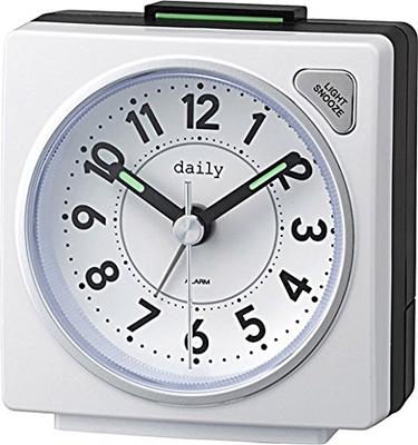 RHYTHM Αναλογικό Ξυπνητήρι Μικρό Χαριτωμένο Συνεχής Δευτερολεπτοδείκτης με Φως Πολύχρωμο Ρολόι Λευκό DAILY RA27 8REA27DN03