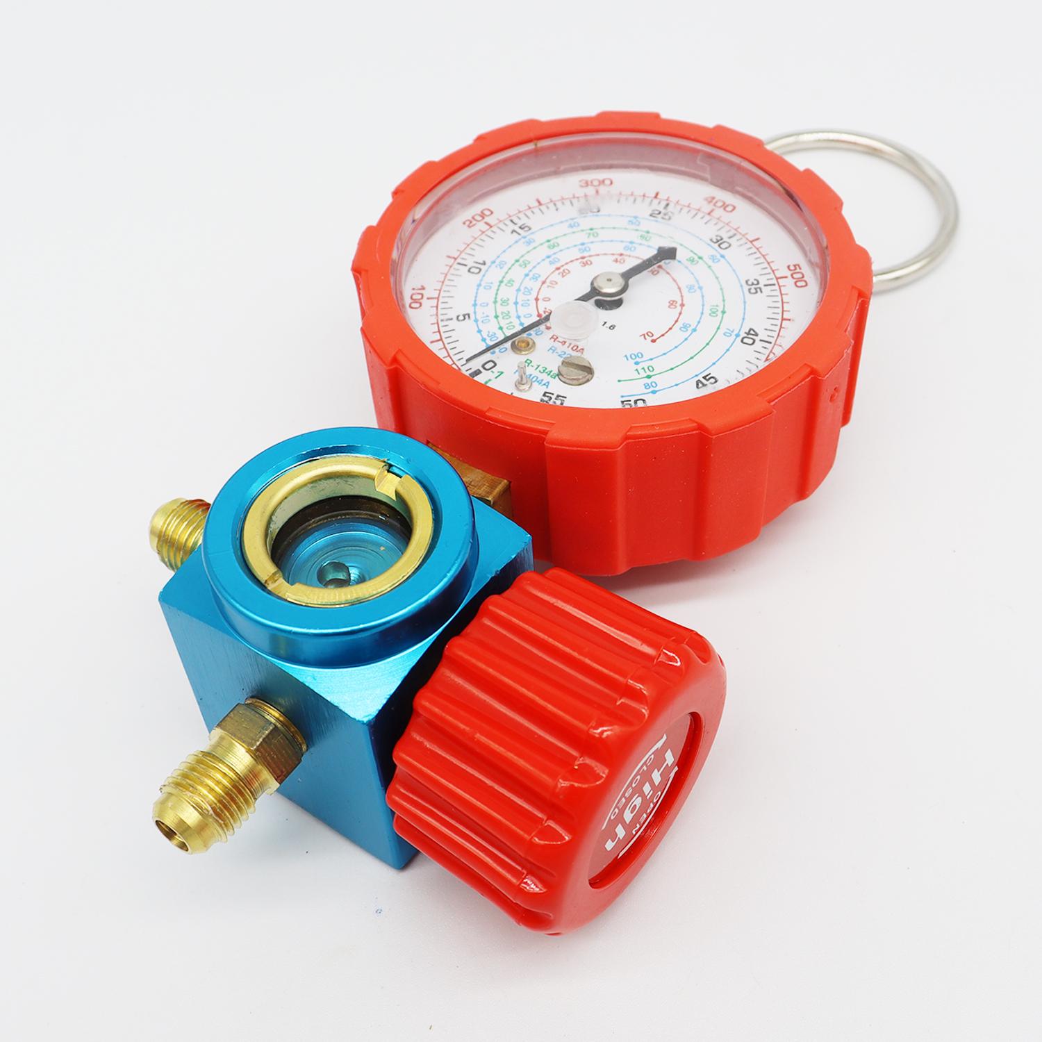 

500/800PSI манометр для хладагента манометр манометр для измерения давления в кондиционере манометр и клапан манометр для R22 R134a R404A красный