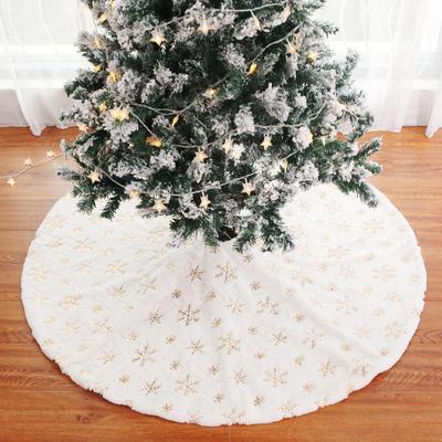 Plush Sequin Embroidered Christmas Tree Skirt 90-122cm - White
