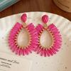 80s Hong Kong Style Red & Blue Clip-On Earrings for Non-Pierced Ears – High-End French Luxury Stud Hoops