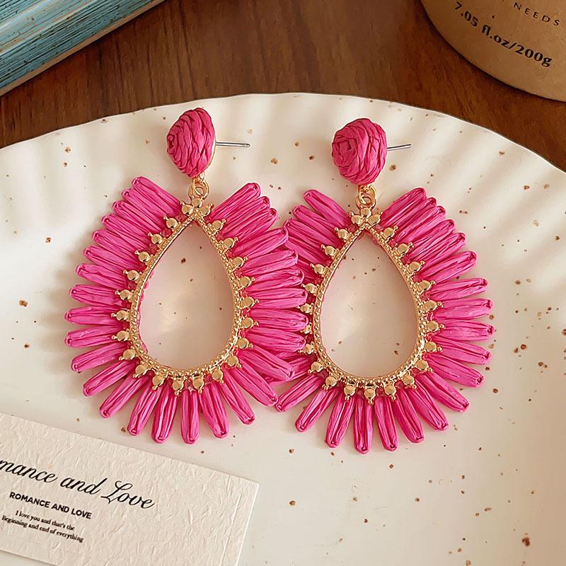 80s Hong Kong Style Red & Blue Clip-On Earrings for Non-Pierced Ears – High-End French Luxury Stud Hoops