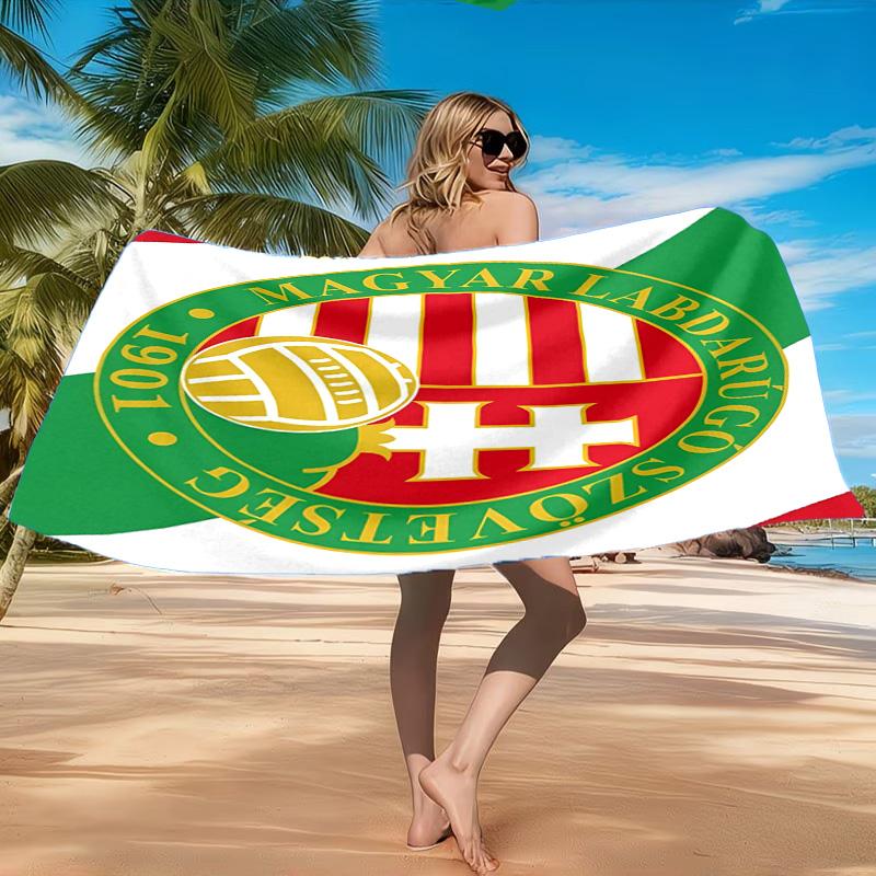 Hungarian Football Emblem Beach Towel, Quick-drying, Easy to Care for, Suitable for Both Fitness and Beach Vacations,Sports Essential