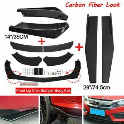 Hochwertige Autoteile Universeller Frontstoßstangen Splitter Lippe Spoiler Diffusor Body Kit Schwarze Winglets Seitenschweller Verlängerung Schutz