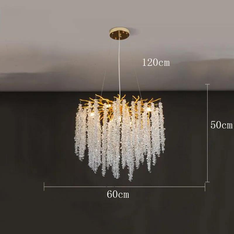Modern living room chandelier Nordic luxury crystal chandelier decoration villa LED light bedroom lighting Ceiling pendant lamp