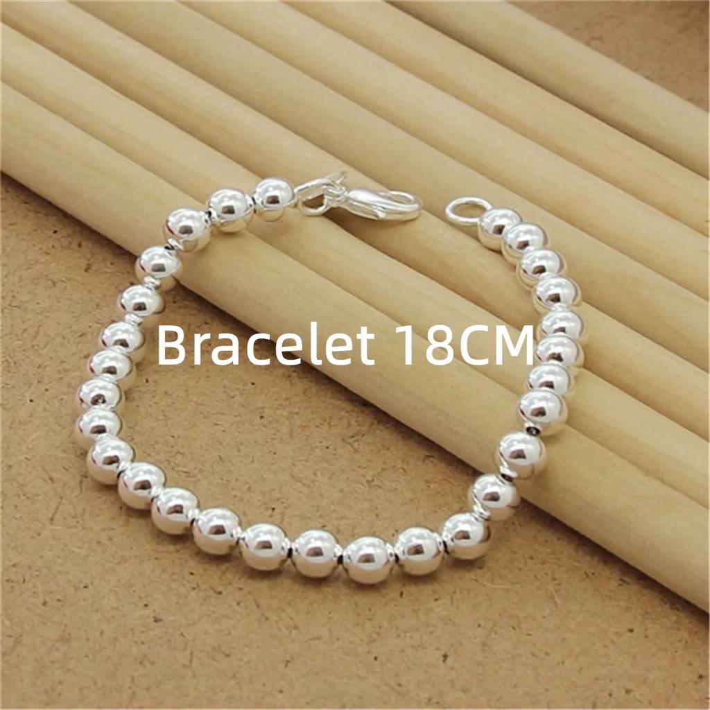 Collana a Catena Palline 925 Argento 6MM Lisce Per Donne Uomini Gioielli