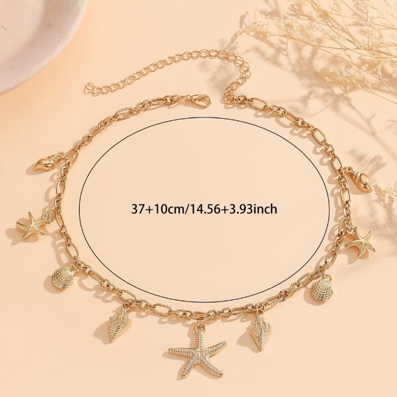 Jewelry Personalized Beach Scallop Starfish Necklace Women's Simple Metal Chain Conch Versatile Clavicle Chain
