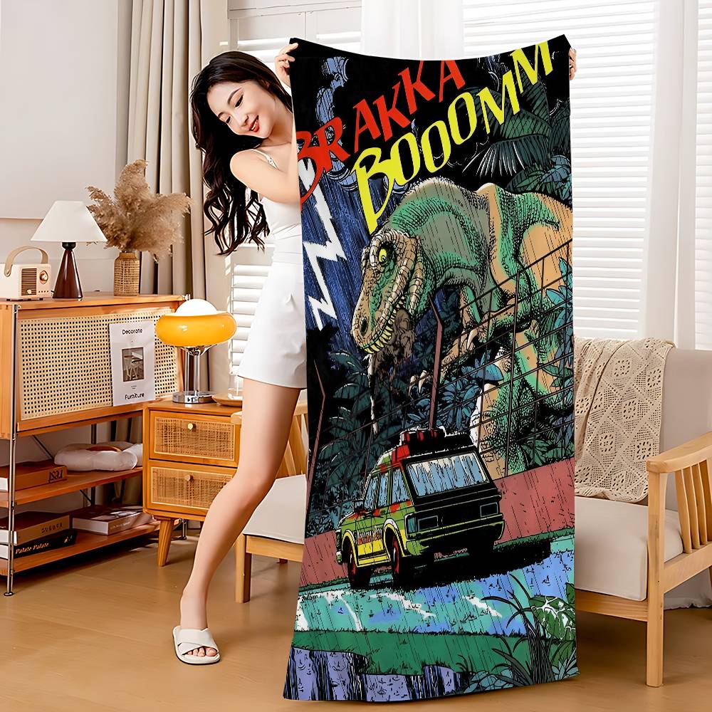 J-Jurassic W-World Movie Microfiber Printed Beach Towel Mountain Climbing Yoga Beach Swimming Running Absorbent Soft Towel