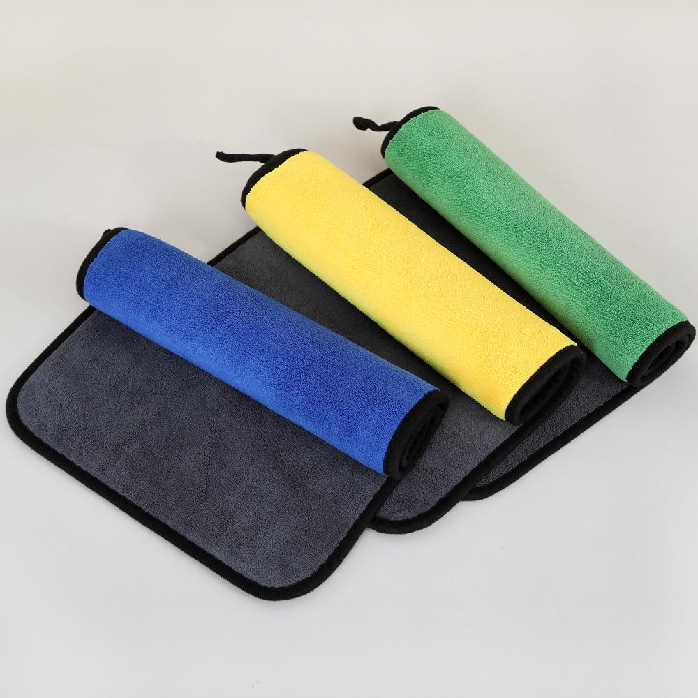 High-Density Edge-Wrapped Coral Fleece Towel for Car & Fishing – Double-Sided, Thick Cleaning Cloth