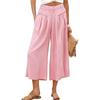 Women's Striped Wide Leg  With High Waist Casual Loose Fit Cropped Pant With Pockets