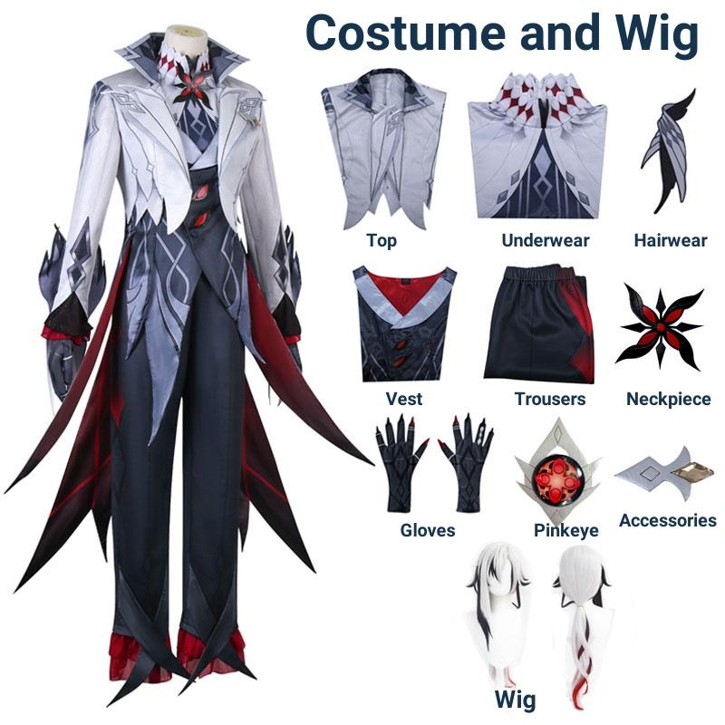 Arlecchino The Knave Cosplay Costume Genshin Impact Fatui Harbinger Wig Set Servant Snezhnaya Halloween Costumes For Women