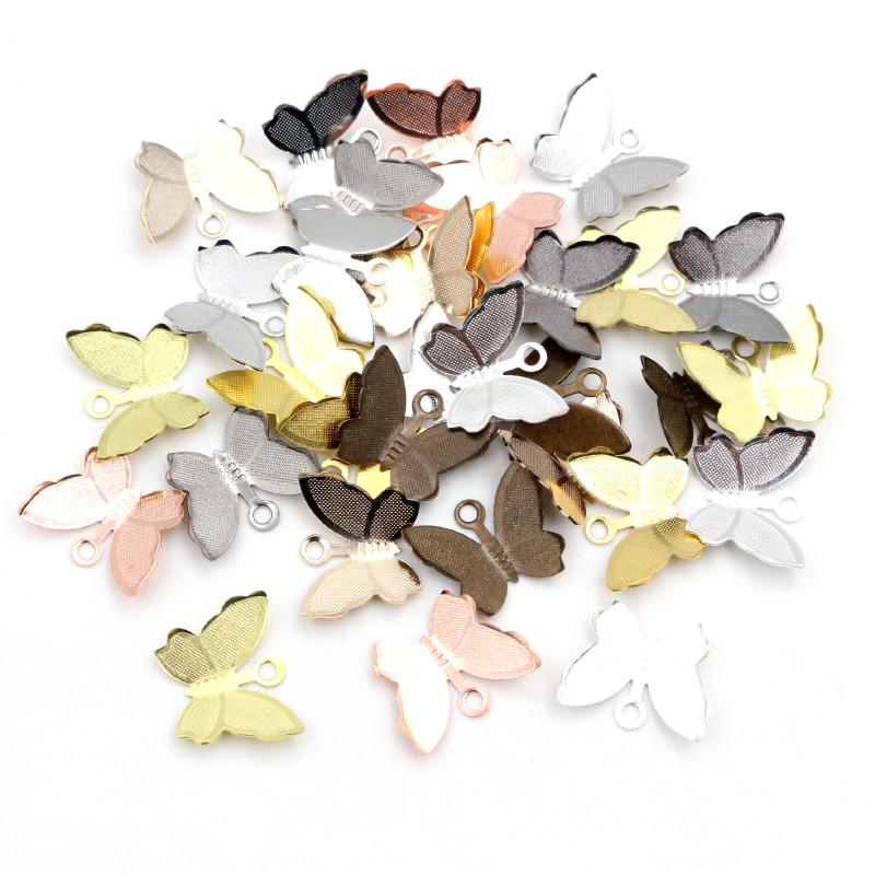 100pcs Metal Copper Small Butterfly Charms Pendant 11mmx13mm DIY Jewelry Accessories Findings for Necklace Bracelet Earrings