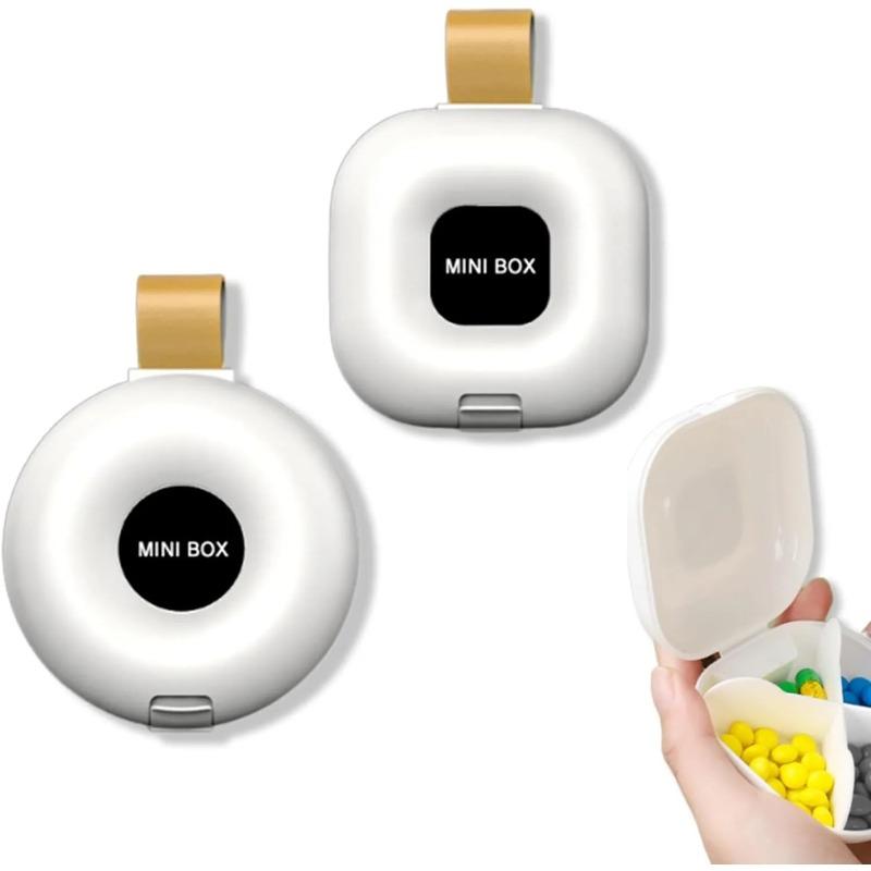 Modern And Simple Pill Storage Box Comes With A Lanyard Anti-Loss 4 Grids Mini Compartment Flip-Top Sealed Storage Box