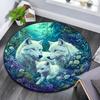 Wolf Family Round Area Rug,Carpet Rug for Living Room Bedroom Sofa Playroom Decor,Non-slip Floor Mat