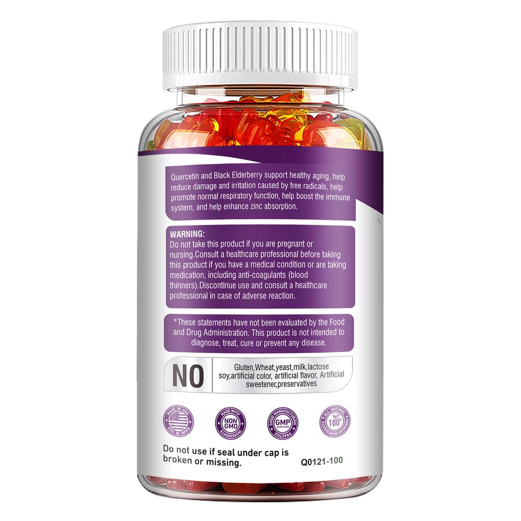 Zinc Gummies, Containing Quercetin Extract, All-natural, Nutritional Supplement, Suitable for Both Men and Women.