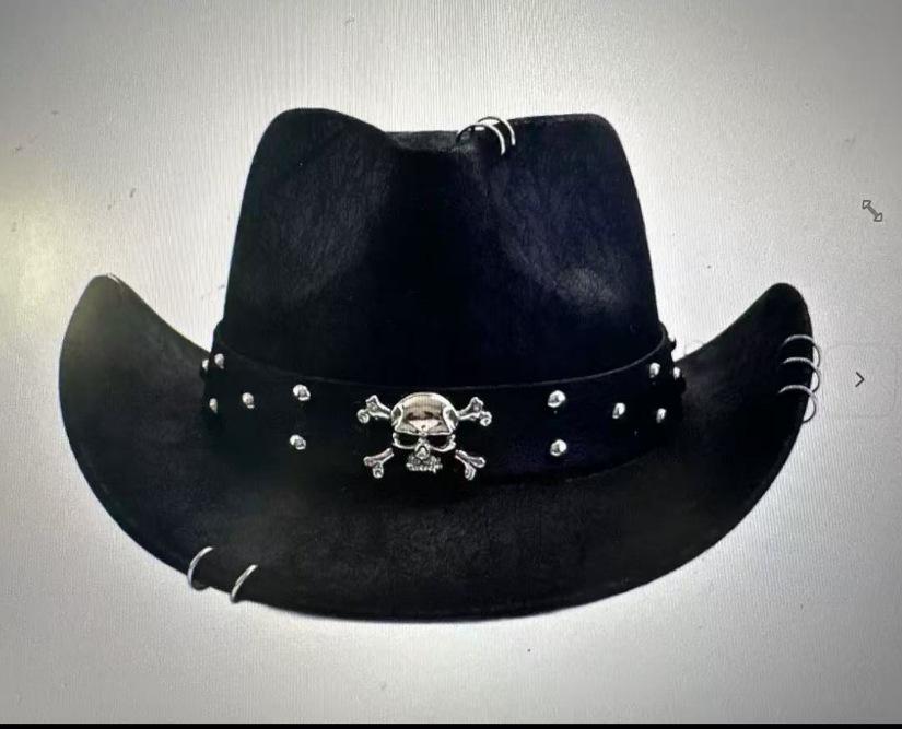 Western Suede Upturned Edge Western Cowboy Hat Men's and Women's Outdoor Travel Hat Rolled Brim Ethnic Style Top Hat Felt Hat