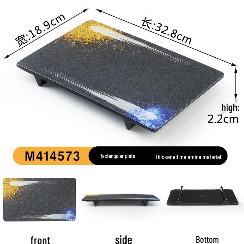 Japanese Retro Melamine Rectangular Plate for Hot Pot, Sushi, Yakiniku, and Barbecue