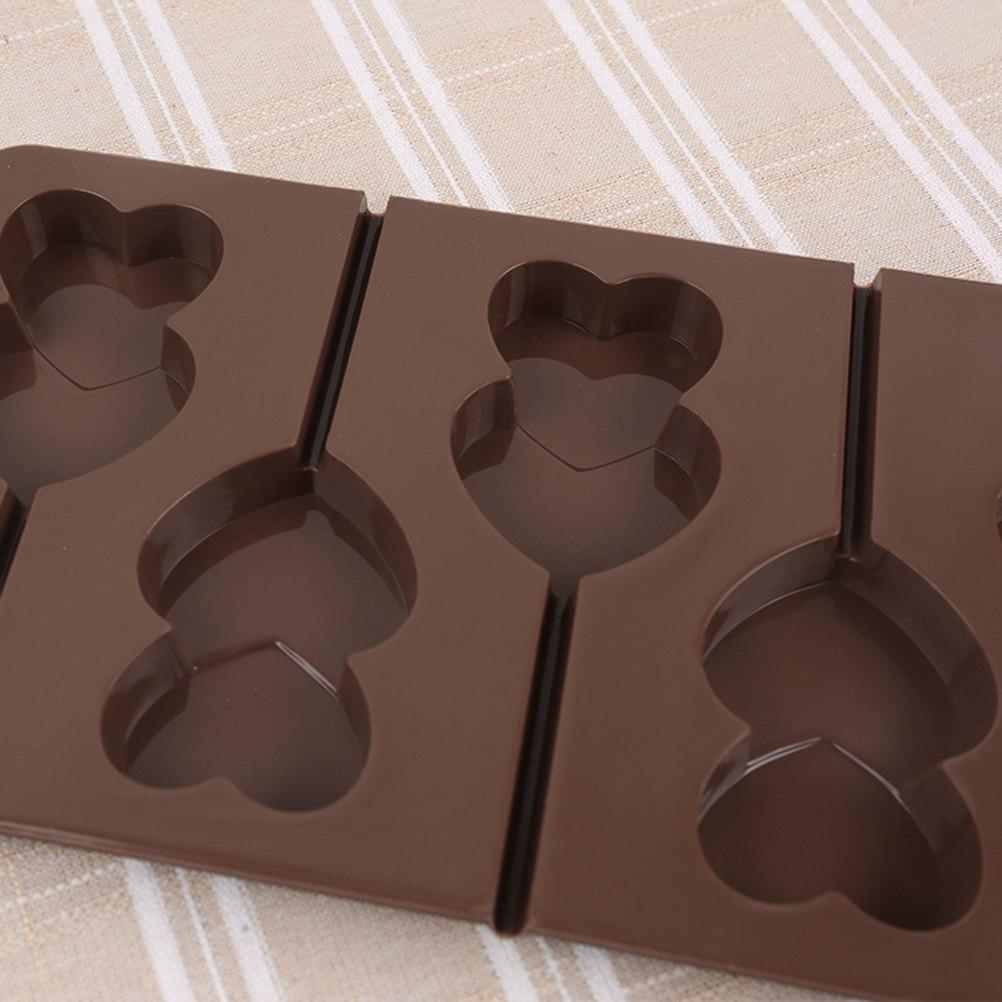 Two Hearts Lollipop Shape Silicone Chocolate Mold Tray for DIY Baking Decorating Candy Making Party Bar Kitchen Use Dishwasher