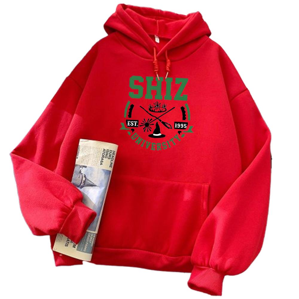 Bluzy Shiz University Nadruki Wicked Movie Damskie Męskie Bluzy Sudadera Pulowery Bluza z Kapturem Zimowa Ciepła Polarowa Odzież Unisex