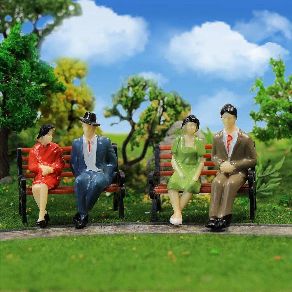 50Pcs Sitting Figures Scale 1:32 Model Figures People Track 1 Painted Color Model Doll Simulation Crafts Garden Decoration