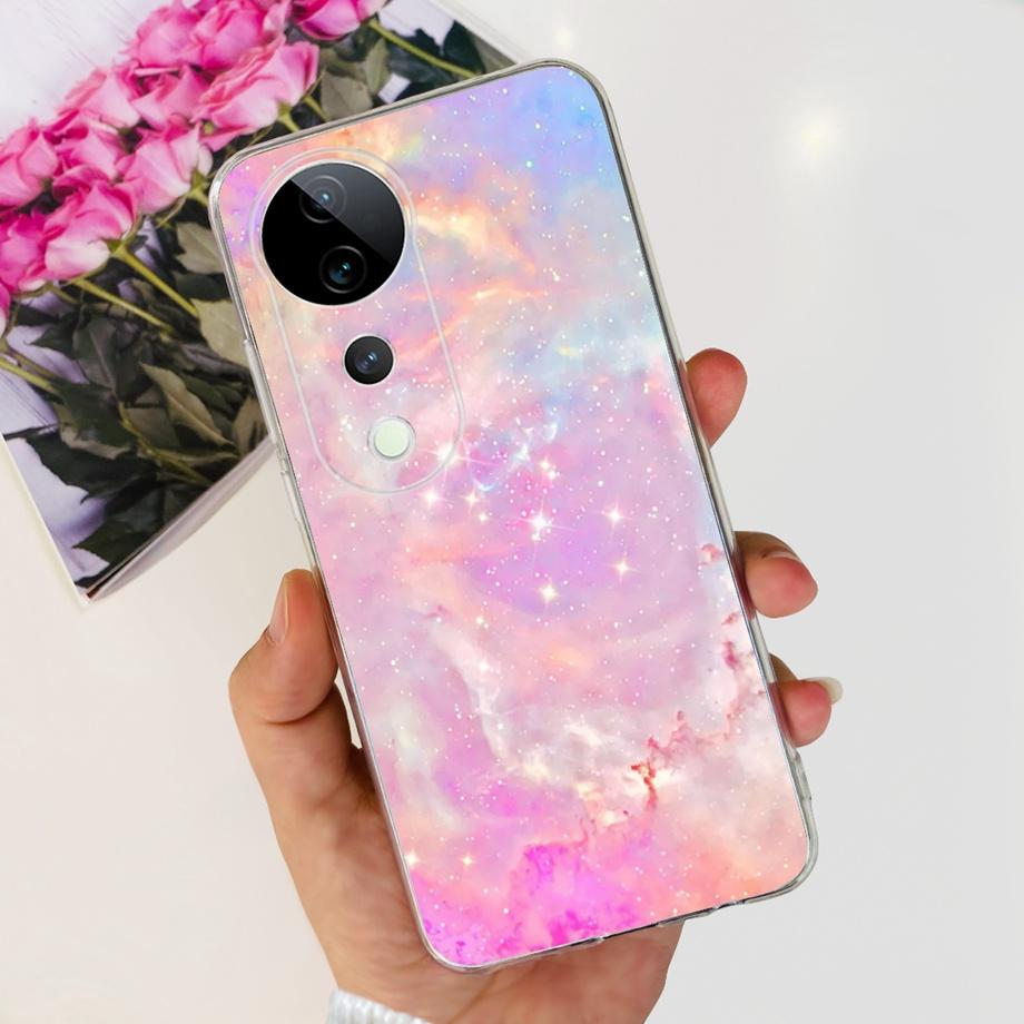 For Vivo V40 / V40 SE / V30 / V30 PRO / V30 Lite Back Cover Case Soft Clear Silicone Shockproof Protection Funda Women Fashion